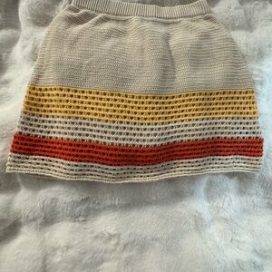 Zara Cream and Striped Knit Skirt